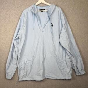 Playboy by Pacsun Men's Size Large Light Blue 1/4 Zip Pullover Rabbit Logo